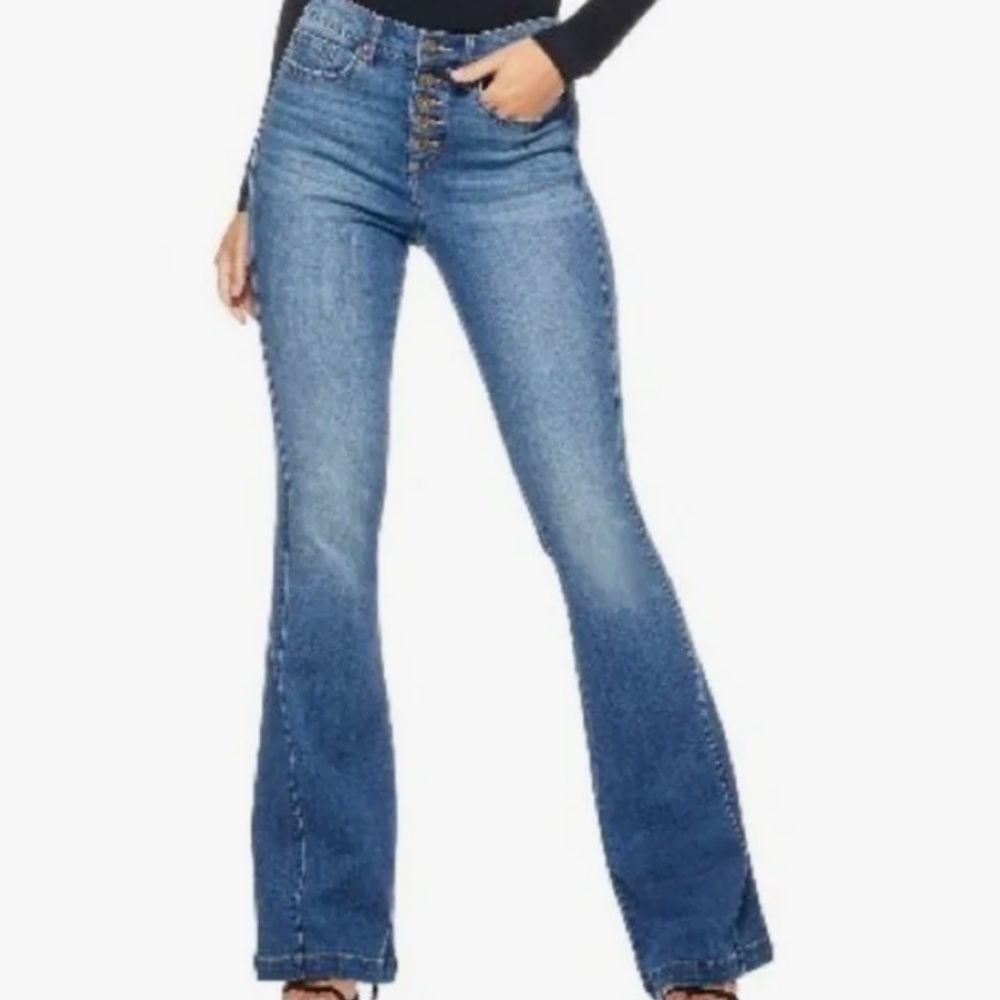 Sofia Vergara High Waist Wide Leg Melisa Flare Button High Jeans Size 20